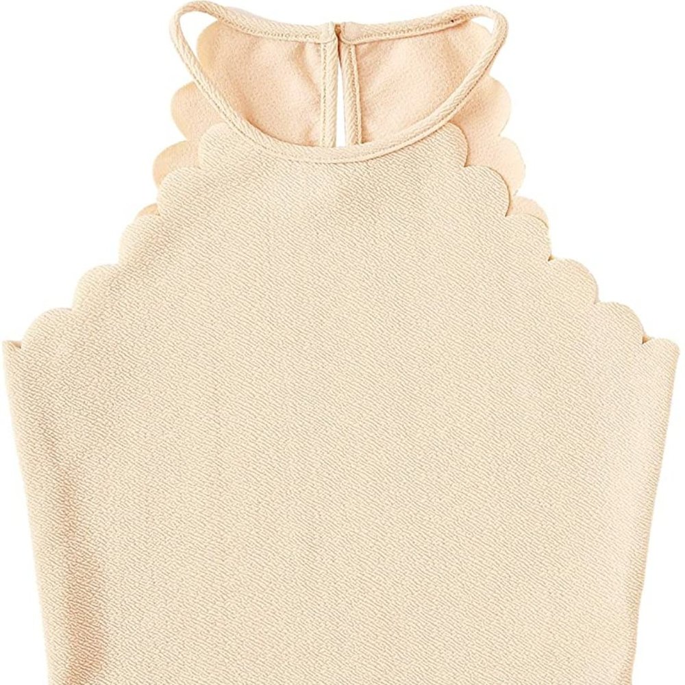 S Apricot Scalloped Edge Crop Top